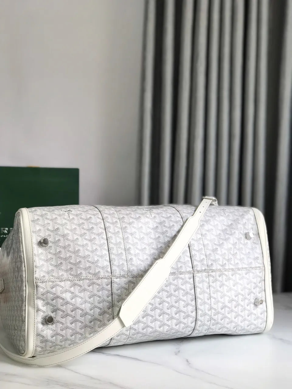 Goyard White Leather Duffel - Hình 7