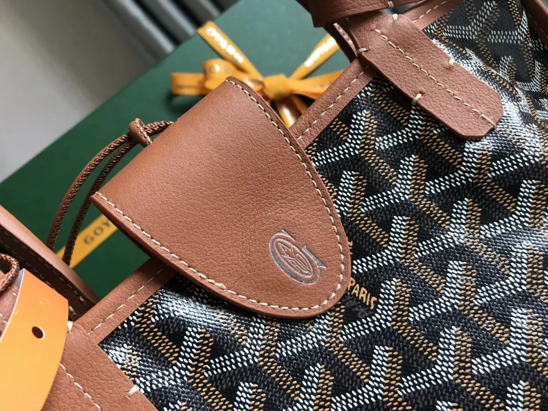 Goyard Black Chevron Mini Tote - Hình 5