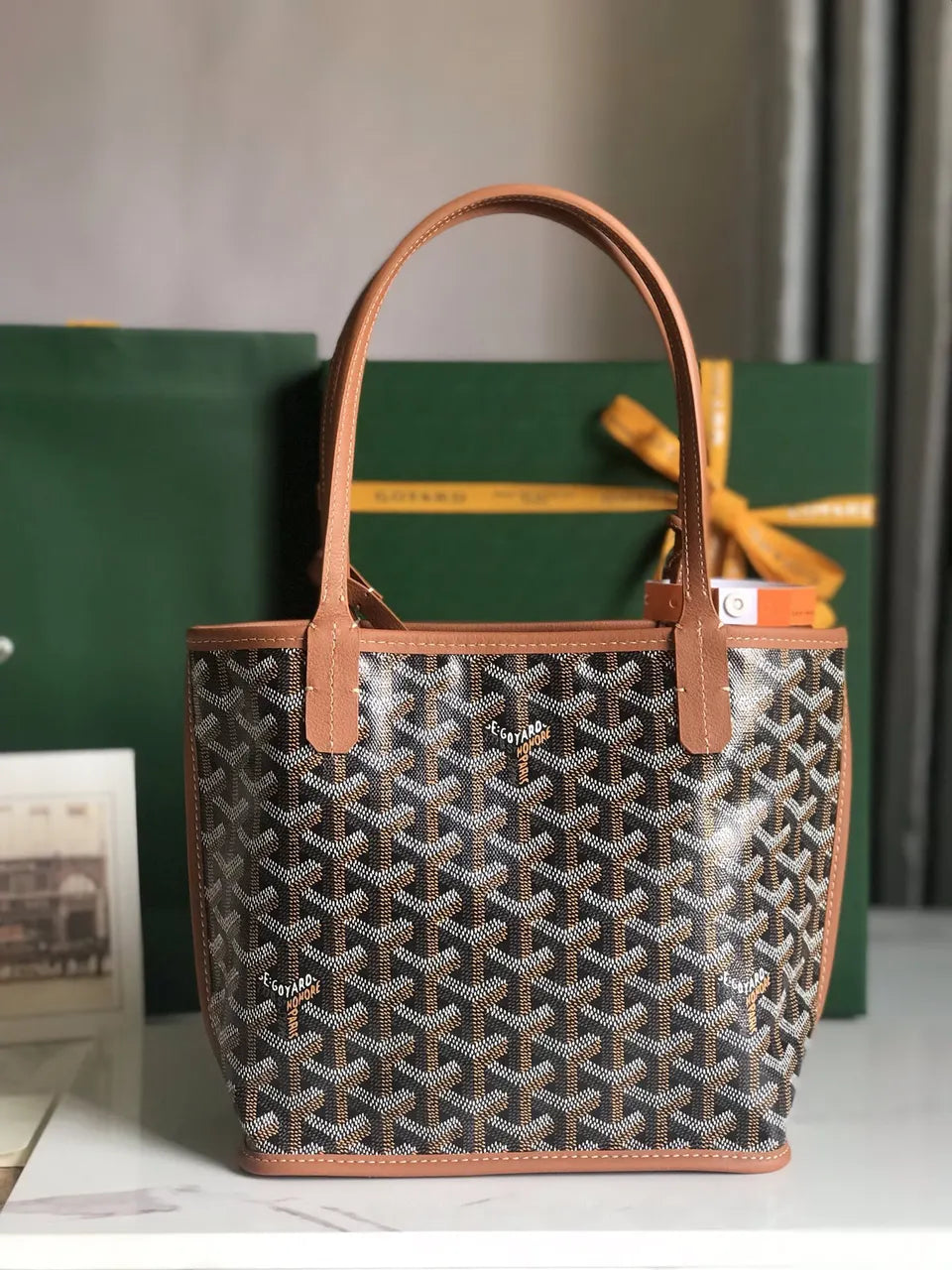 Goyard Black Chevron Mini Tote - Hình 3
