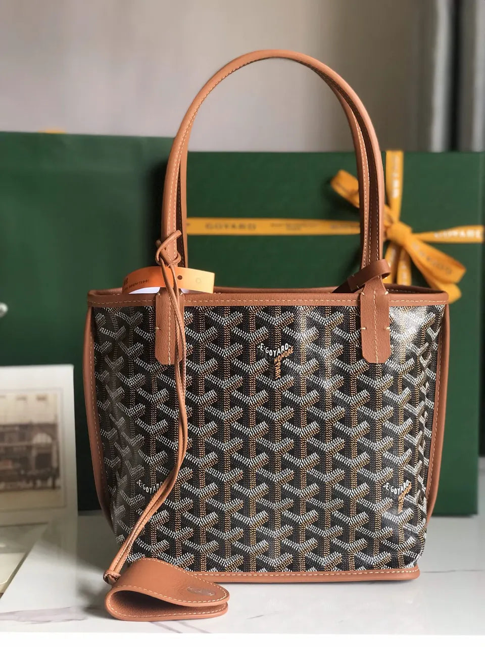 Goyard Black Chevron Mini Tote