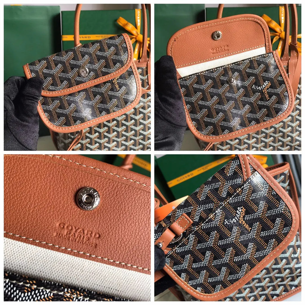 Goyard Black Chevron Mini Tote - Hình 9