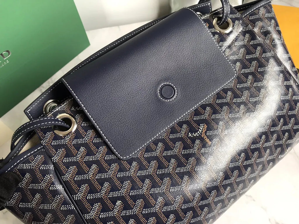 signature Goyard Navy Blue Saigon Soft Bag - Hình 5