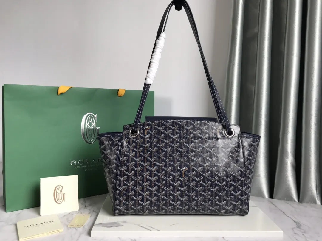 signature Goyard Navy Blue Saigon Soft Bag - Hình 3