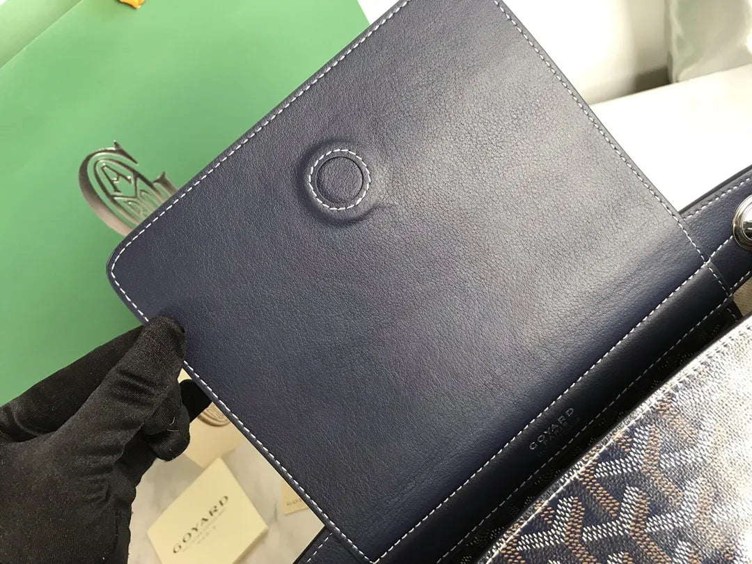 signature Goyard Navy Blue Saigon Soft Bag - Hình 6