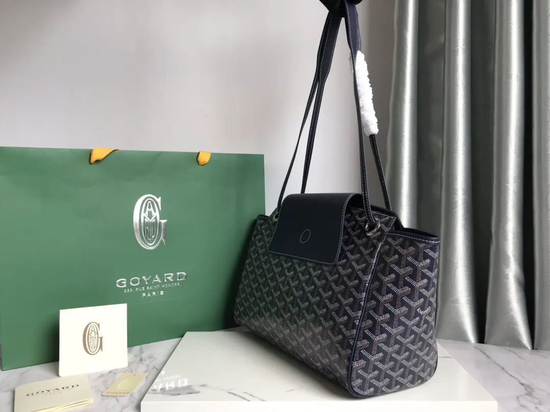 signature Goyard Navy Blue Saigon Soft Bag - Hình 2
