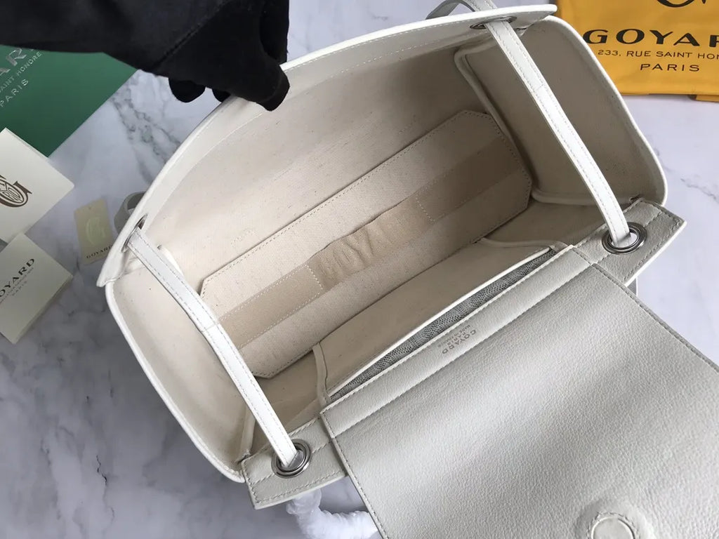 Goyard White Canvas Cabas Bag - Hình 7