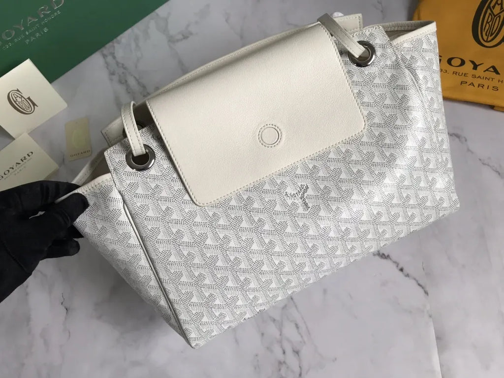 Goyard White Canvas Cabas Bag - Hình 5