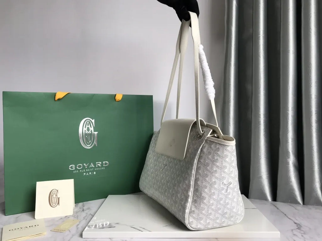 Goyard White Canvas Cabas Bag - Hình 2