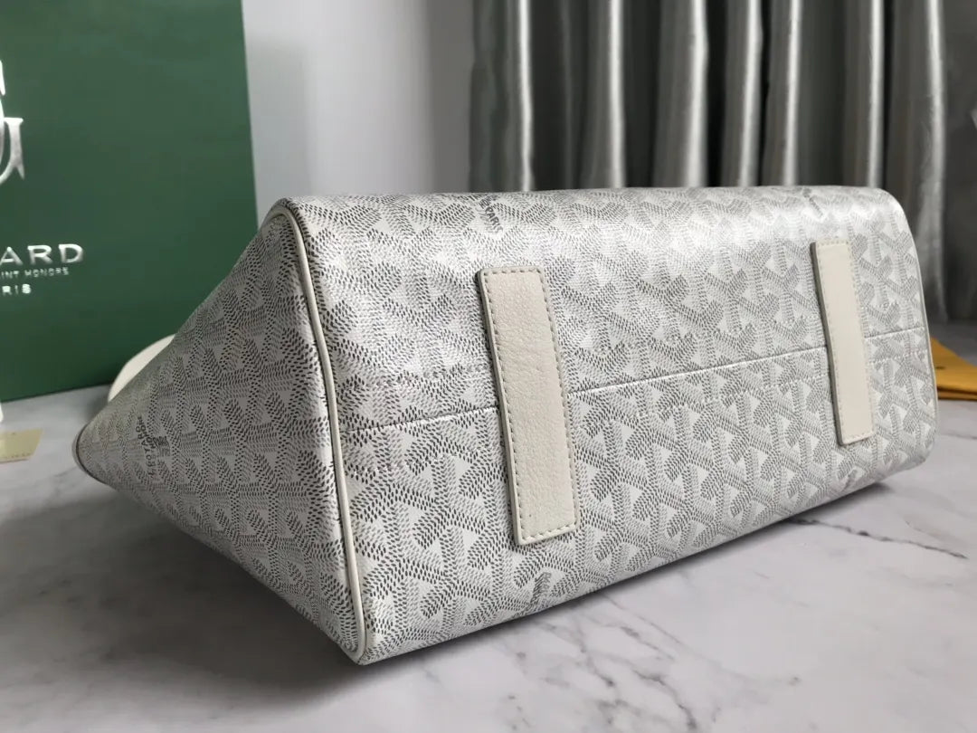 Goyard White Canvas Cabas Bag - Hình 4