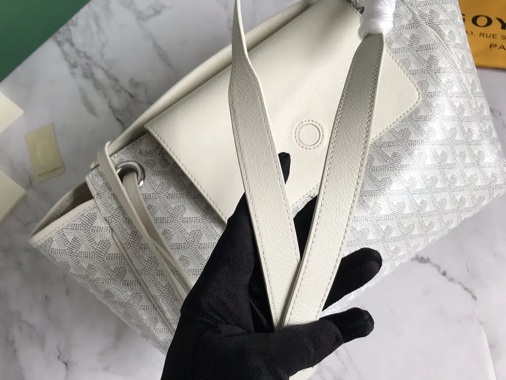 Goyard White Canvas Cabas Bag - Hình 6