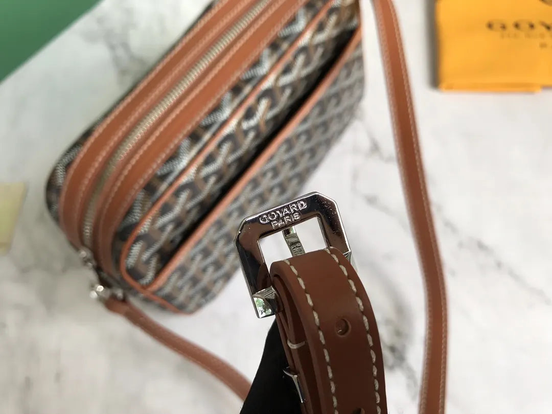 chevron Goyard Brown Camera Bag - Hình 6