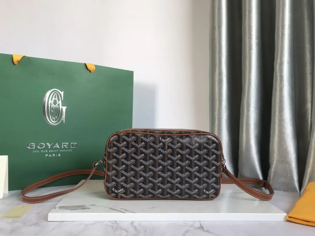 chevron Goyard Brown Camera Bag - Hình 3