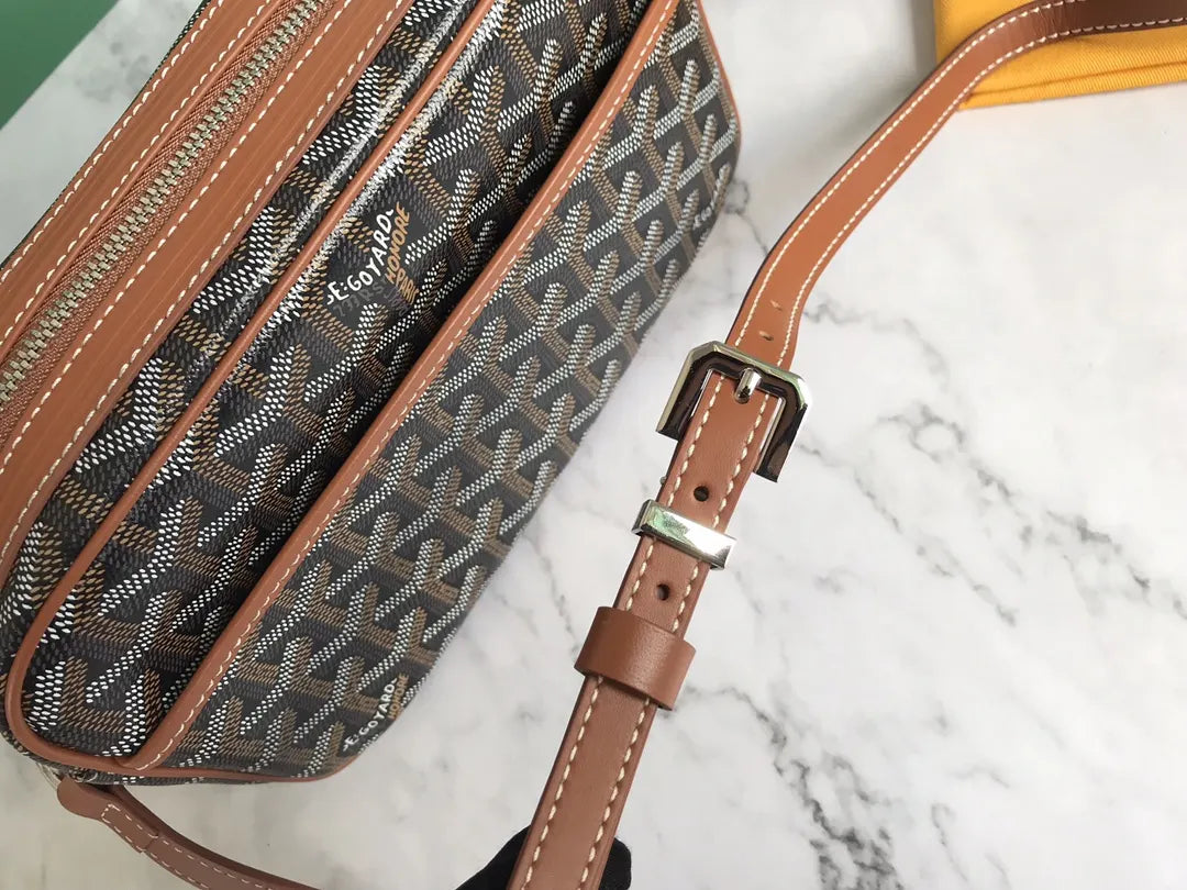 chevron Goyard Brown Camera Bag - Hình 5