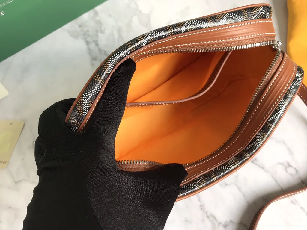 chevron Goyard Brown Camera Bag - Hình 8