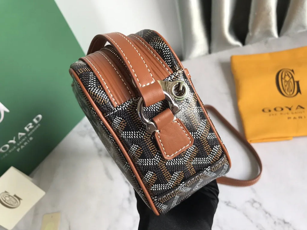 chevron Goyard Brown Camera Bag - Hình 7
