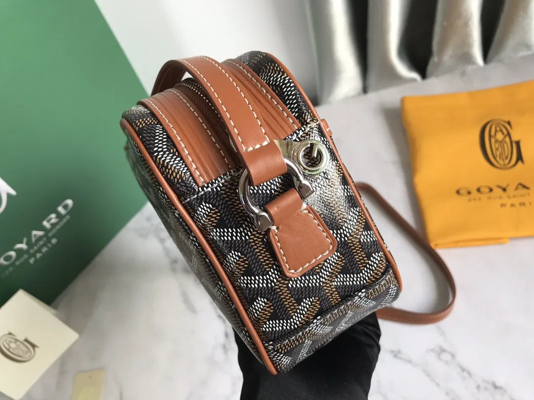 chevron Goyard Brown Camera Bag - Hình 7
