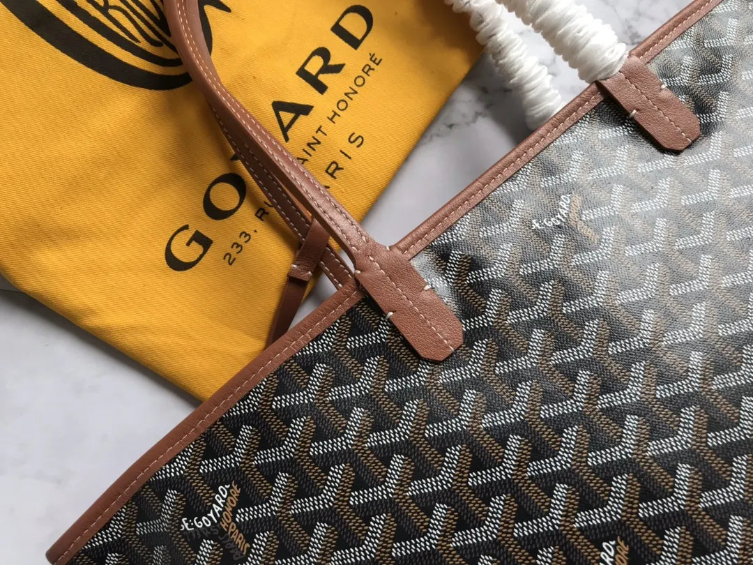 Goyard Brown Goyardine Tote - Hình 5