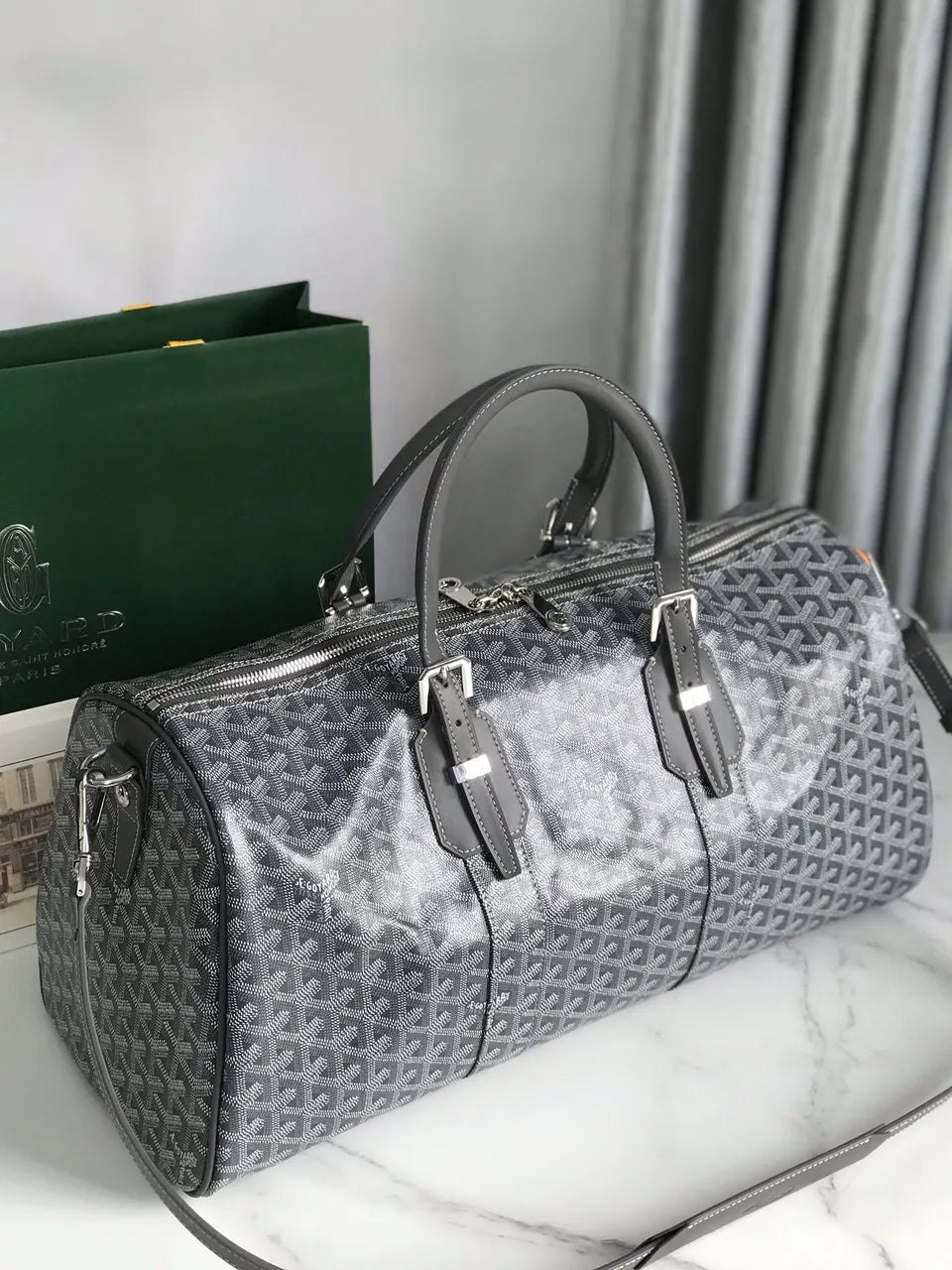 Goyard Grey Travel Bag - Hình 9