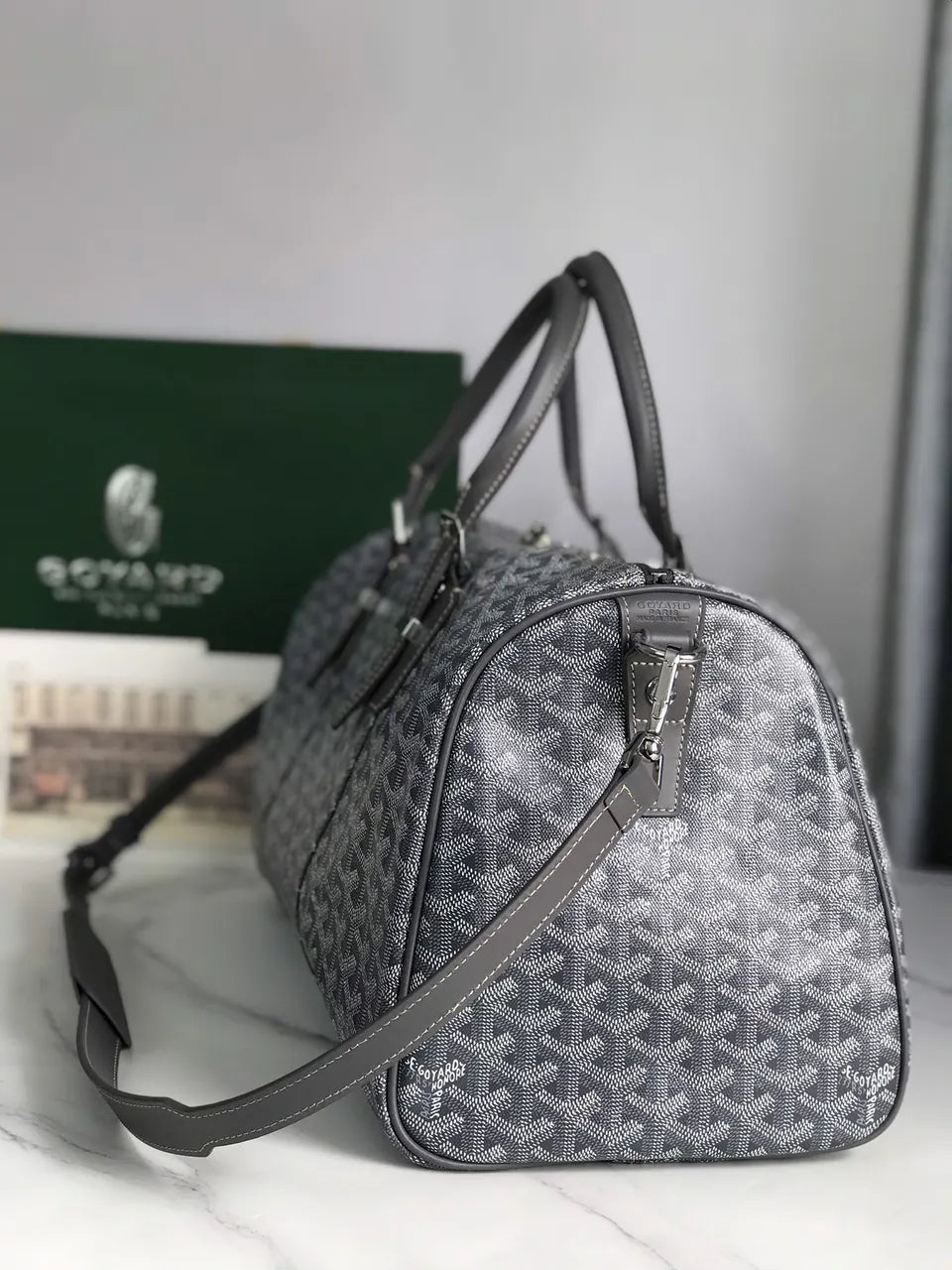 Goyard Grey Travel Bag - Hình 2