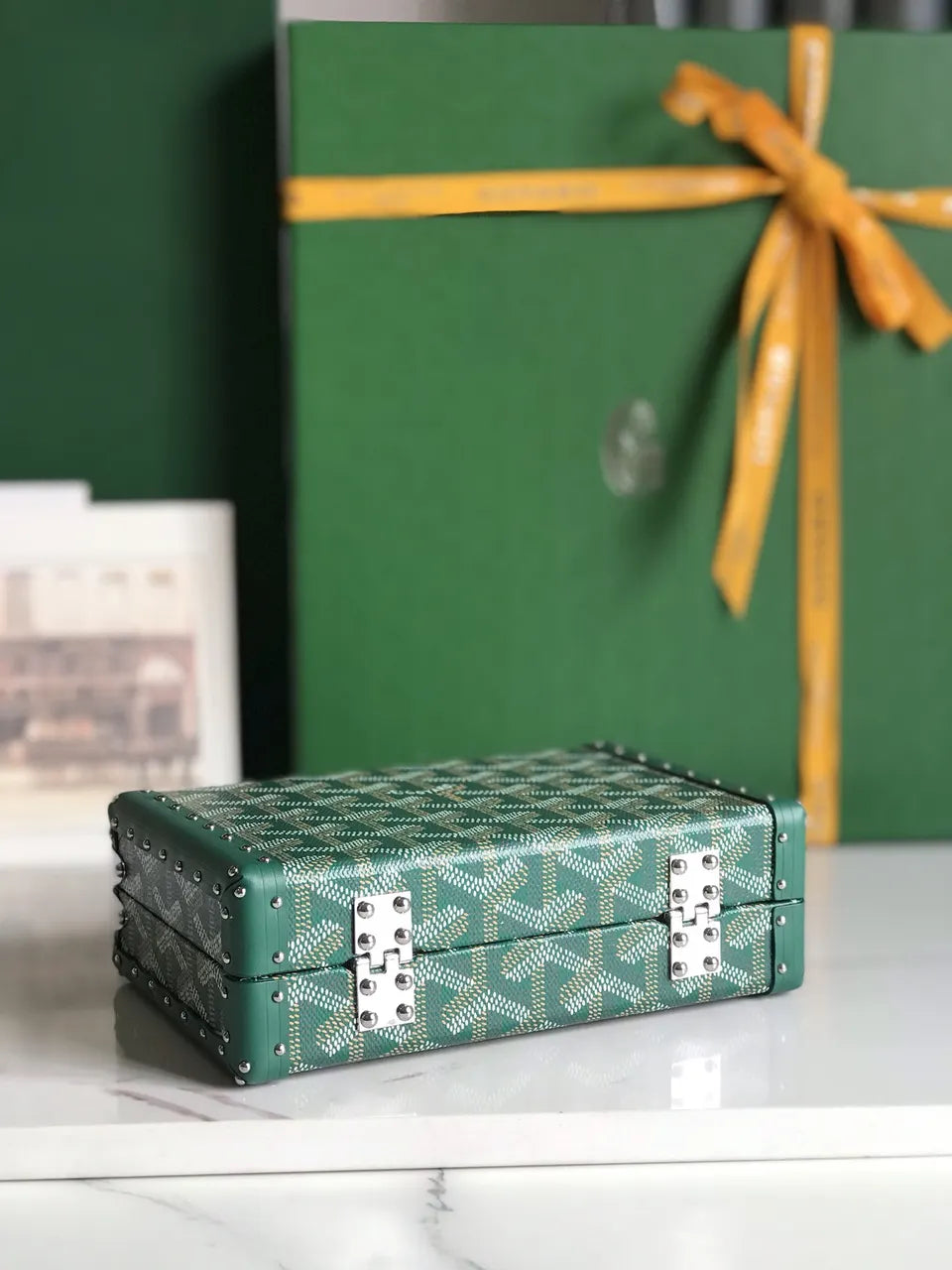 Goyard Vert Saigon Box Bag - Hình 5