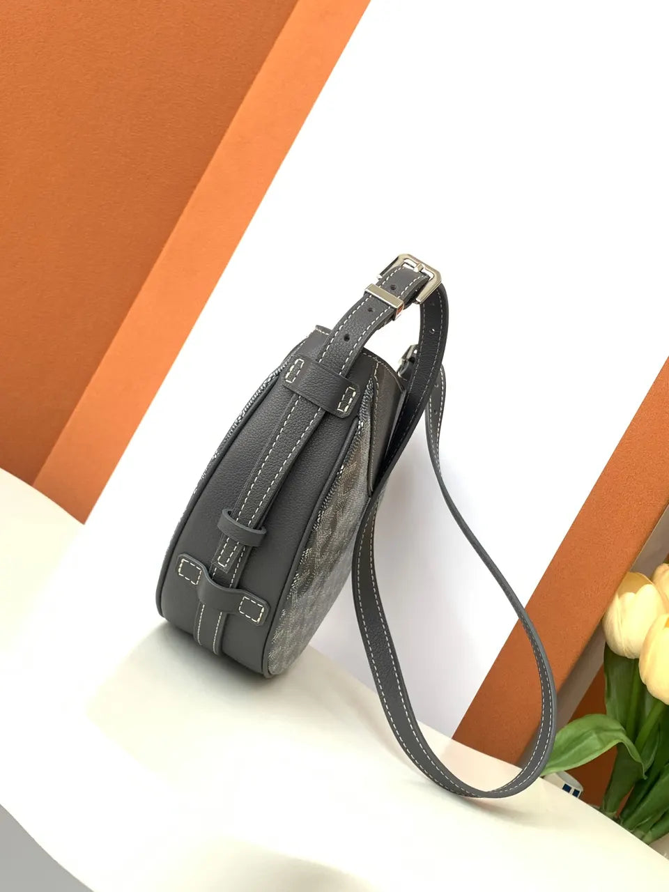 Goyard Grey Half-Moon Bag - Hình 2