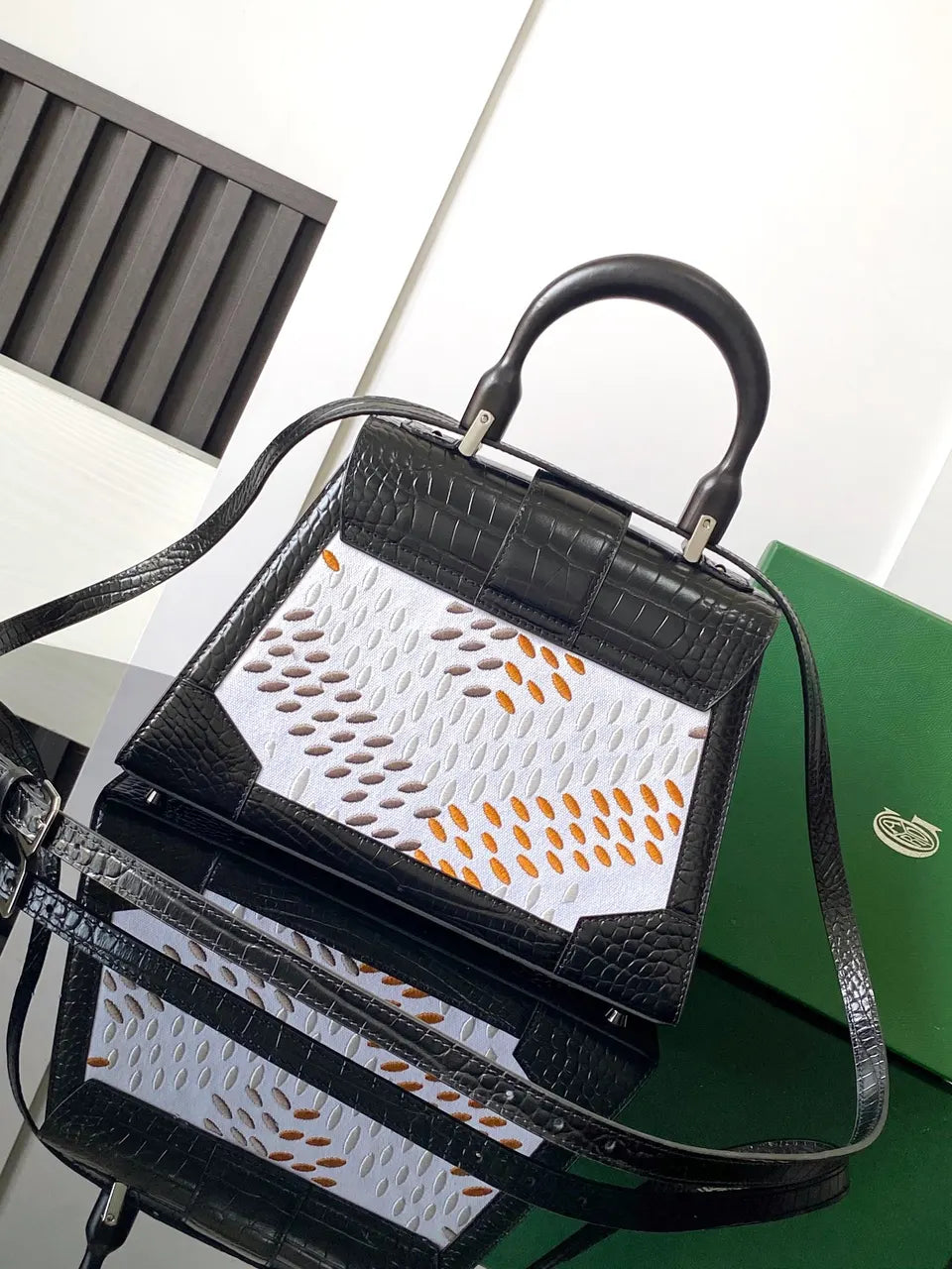 Moynat Parisienne Bag Black Croc - Hình 3