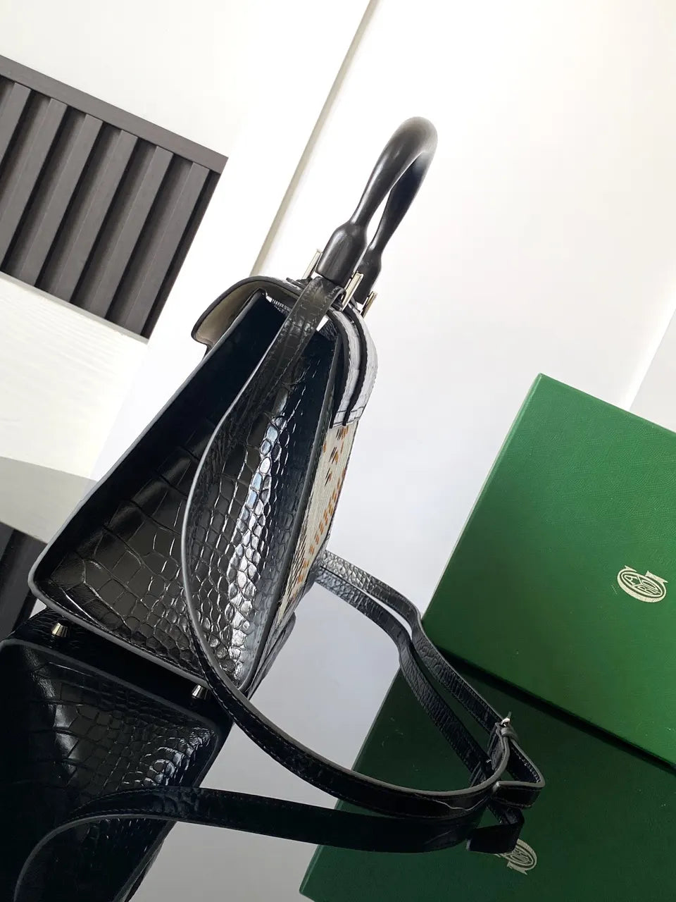 Moynat Parisienne Bag Black Croc - Hình 2