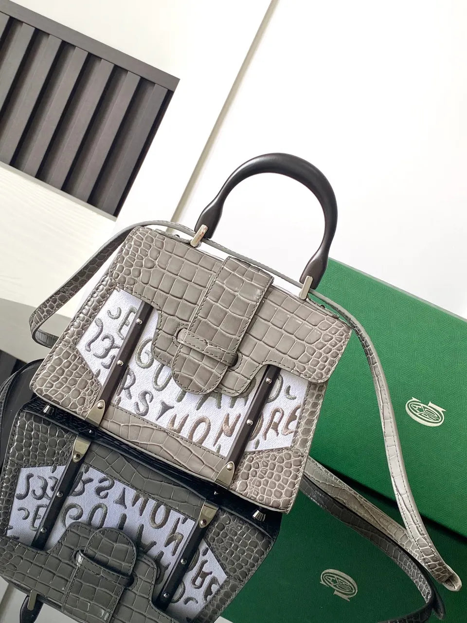 Goyard Gray Croc Print Bag