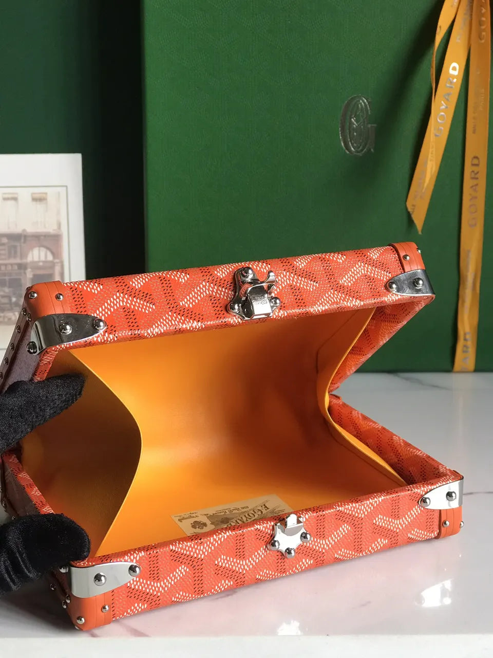 Goyard Tangerine Mini Trunk Bag - Hình 7