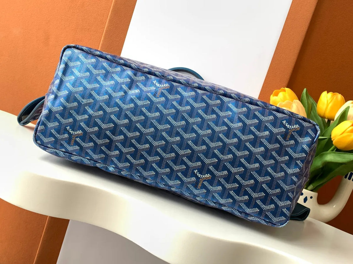 Goyard Blue Goyardine Tote - Hình 5