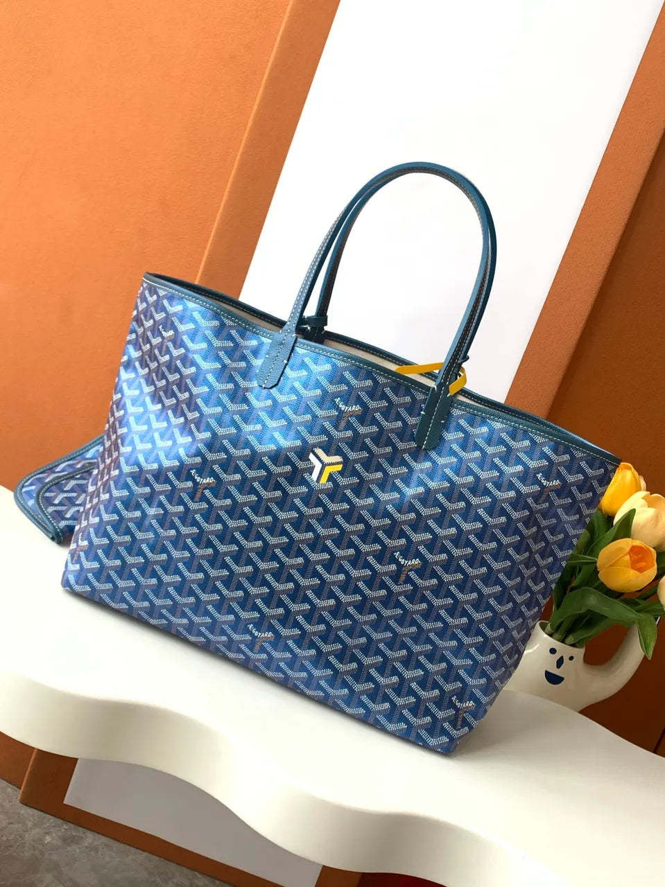 Goyard Blue Goyardine Tote