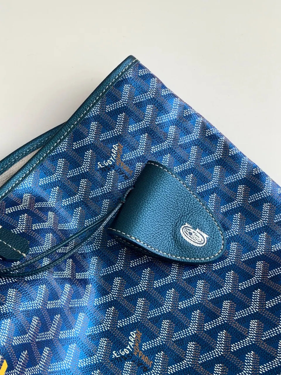 Goyard Blue Goyardine Tote - Hình 4