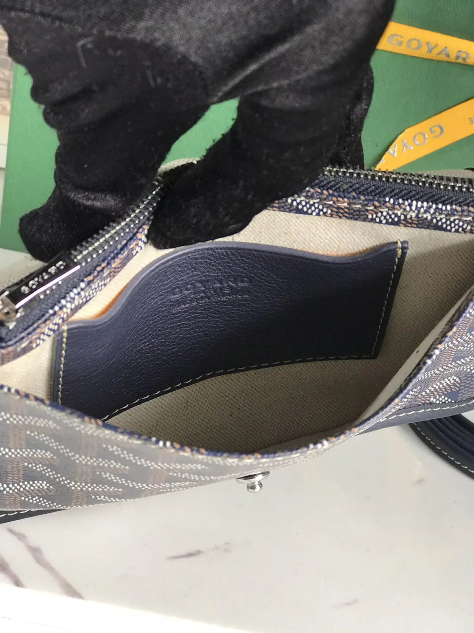 classic Goyard Navy Blue Minaudière - Hình 7