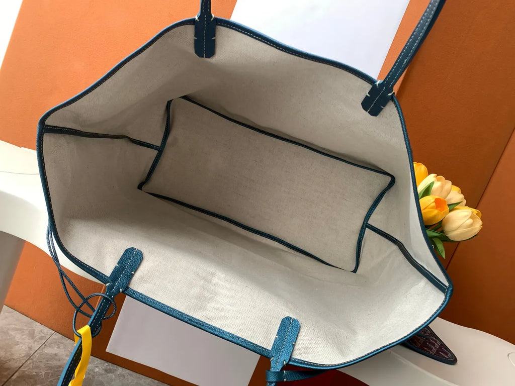 Goyard Blue Anjou Tote - Hình 9