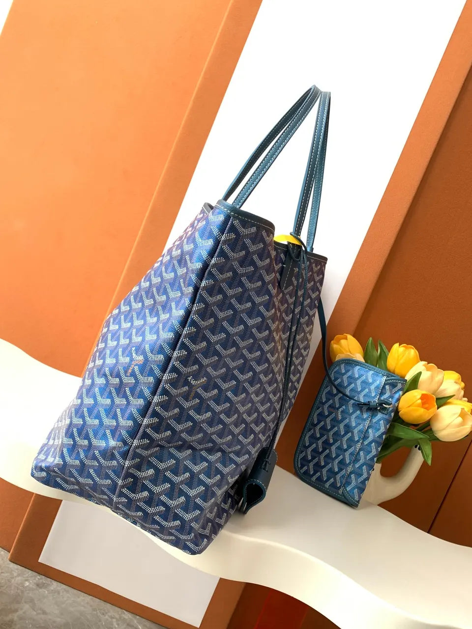 Goyard Blue Anjou Tote - Hình 2