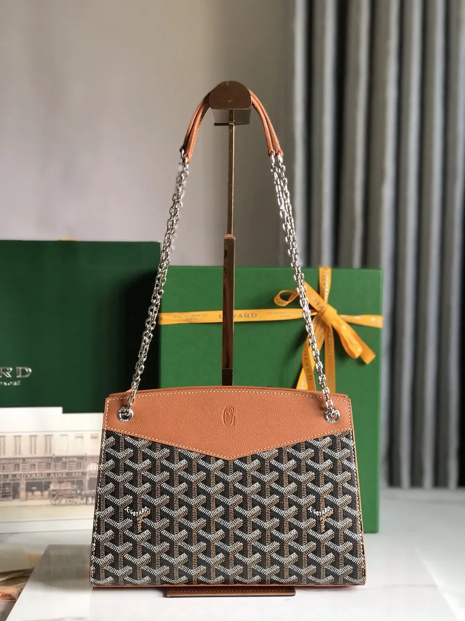 chain Goyard Brown Saigon Souple Bag - Hình 9