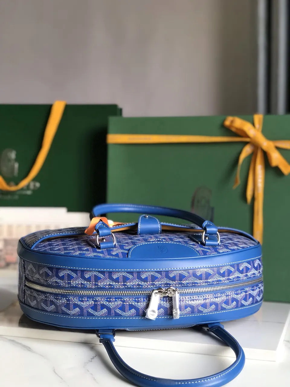 signature Goyard Blue Saigon Souple Bag - Hình 4