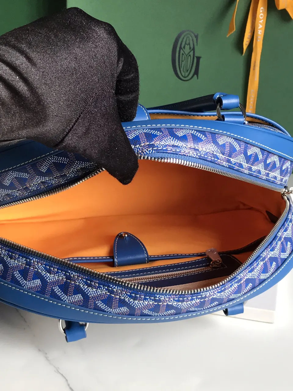 signature Goyard Blue Saigon Souple Bag - Hình 8