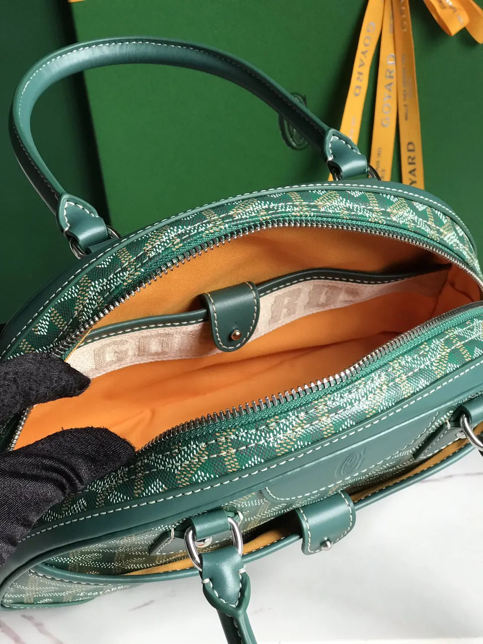 Goyard Emerald Green Bowling Bag - Hình 7