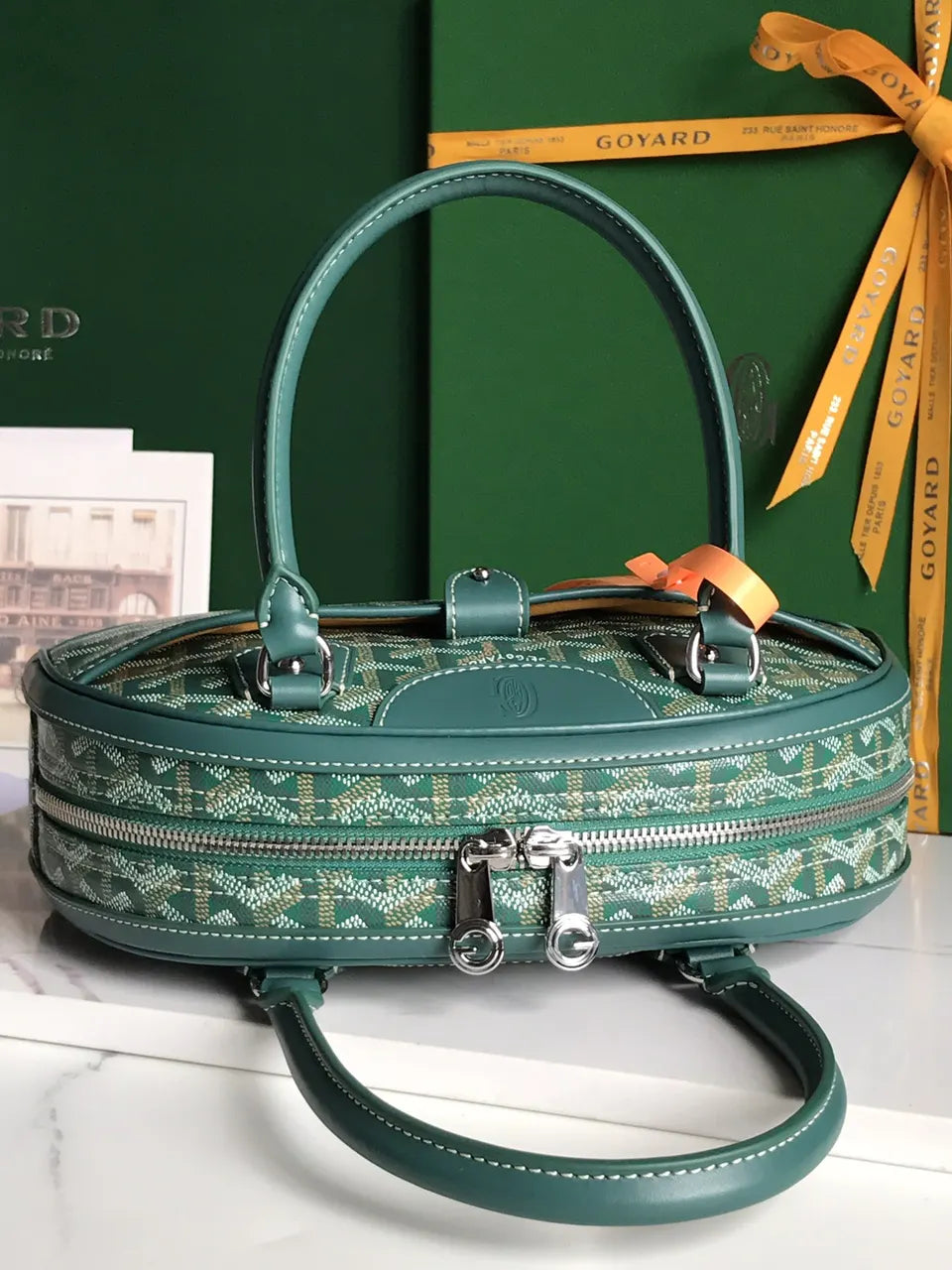 Goyard Emerald Green Bowling Bag - Hình 6