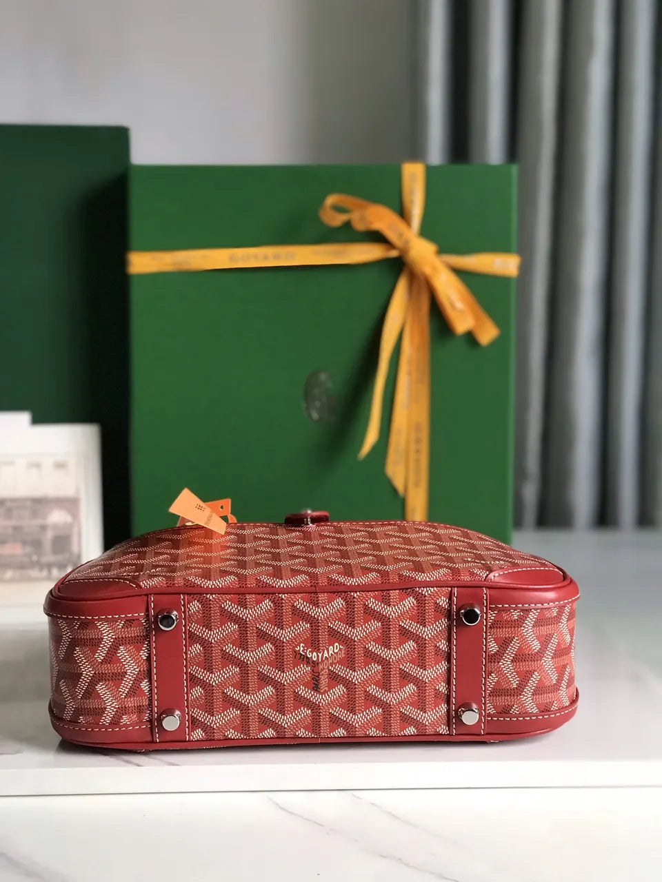 Goyard Red Saigon Bowling Bag - Hình 3