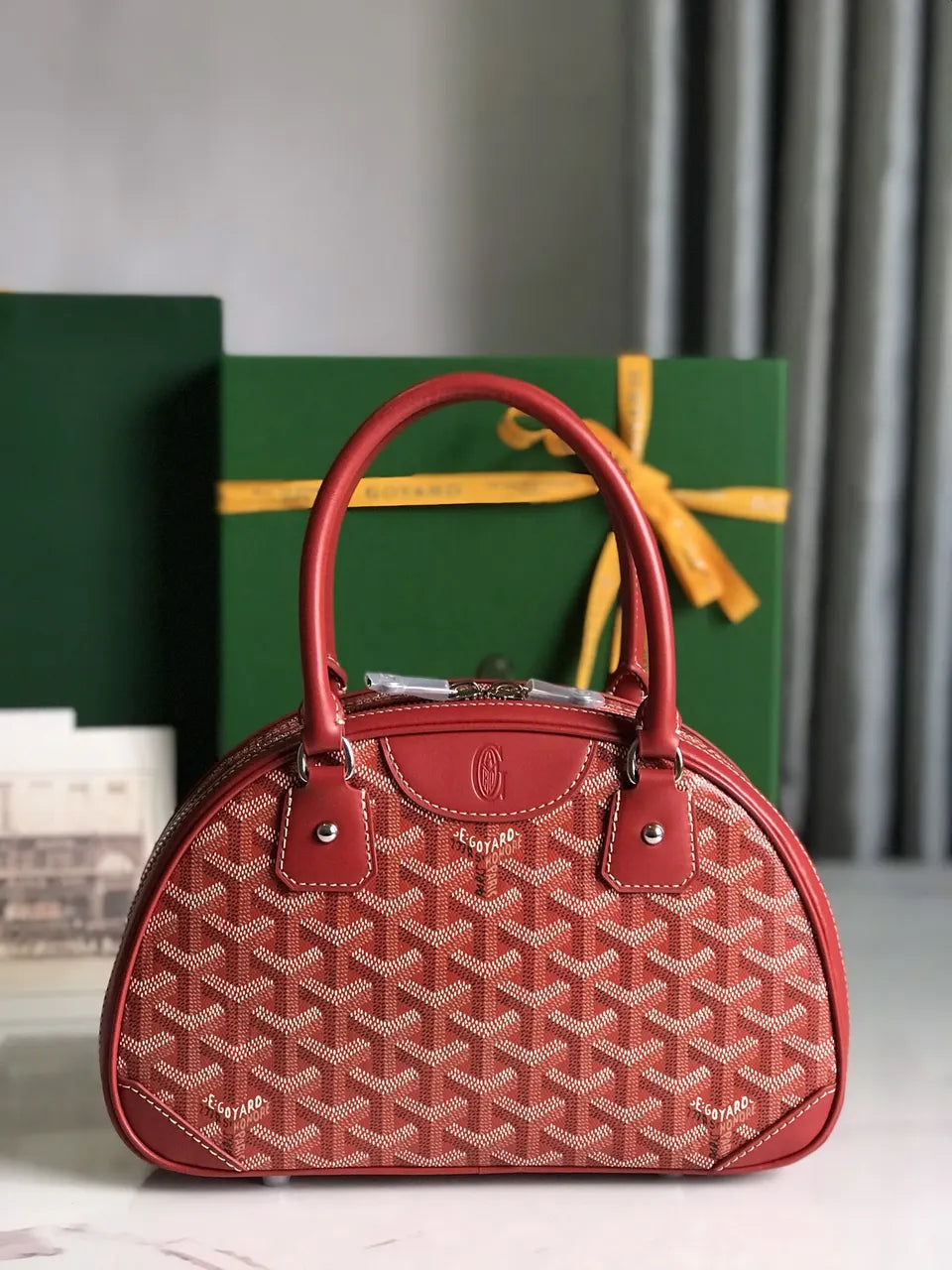 Goyard Red Saigon Bowling Bag - Hình 2