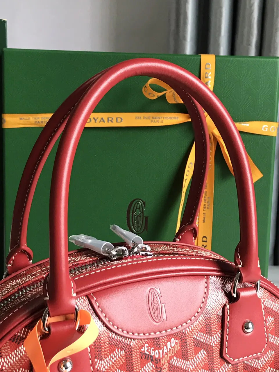 Goyard Red Saigon Bowling Bag - Hình 5