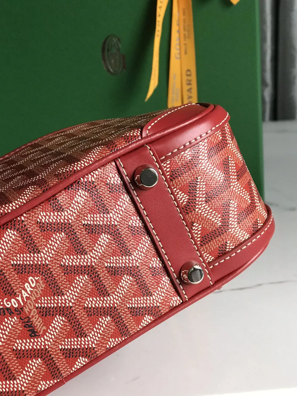 Goyard Red Saigon Bowling Bag - Hình 4