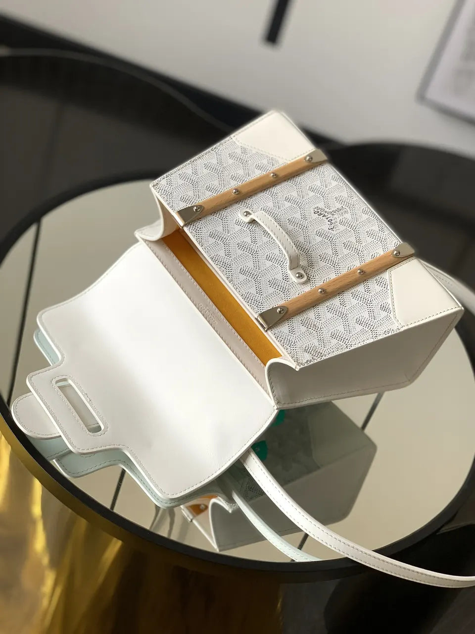 limited Goyard White Saigon Top Handle - Hình 5