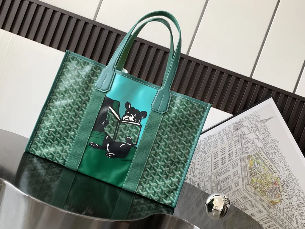 Goyard Green Print Tote