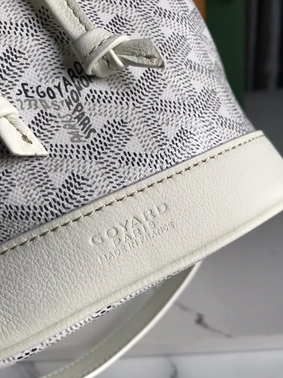 Goyard White Canvas Seau Bag - Hình 9