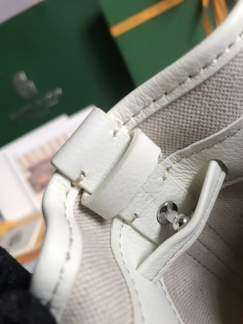 Goyard White Canvas Seau Bag - Hình 7