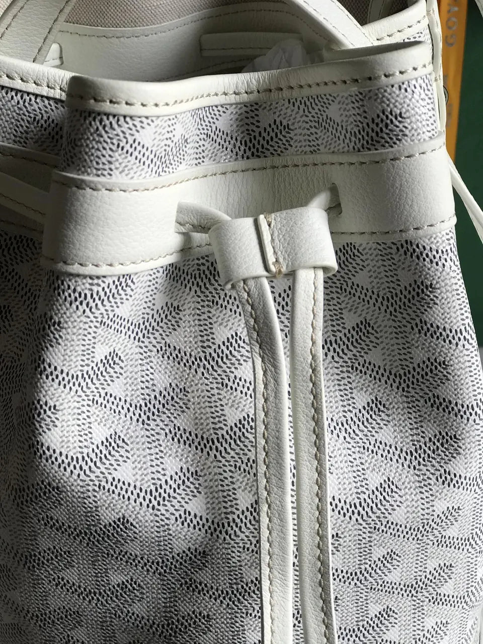 Goyard White Canvas Seau Bag - Hình 5