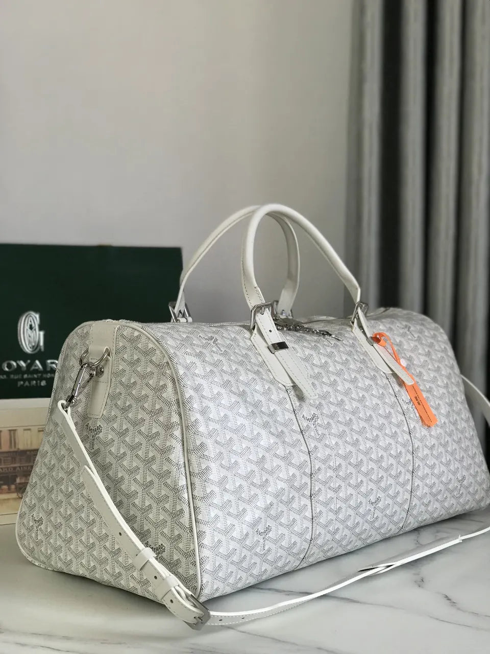 Goyard White Alpin Duffle Bag - Hình 2